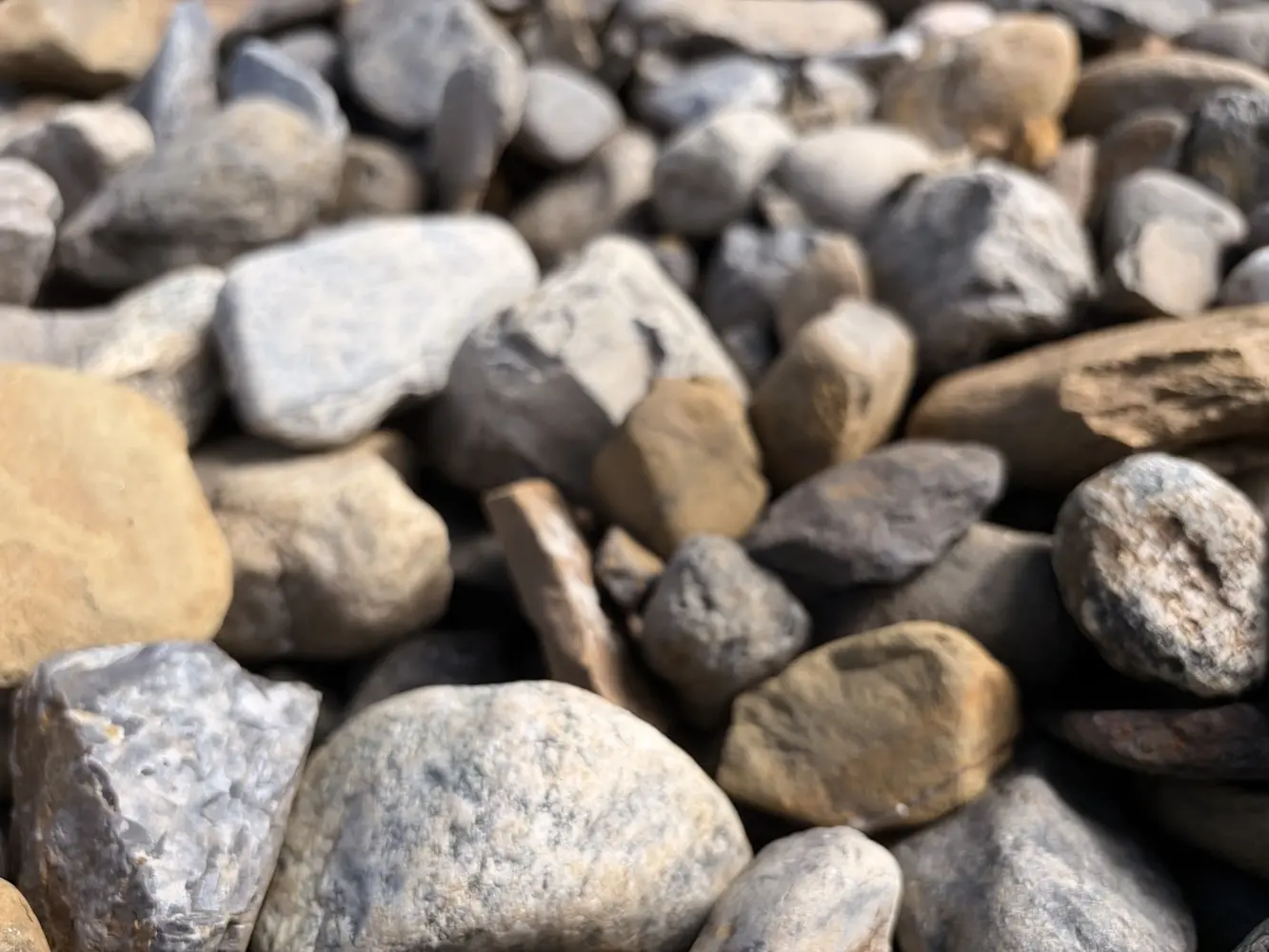 Close-up of natural river stone selected for landscaping