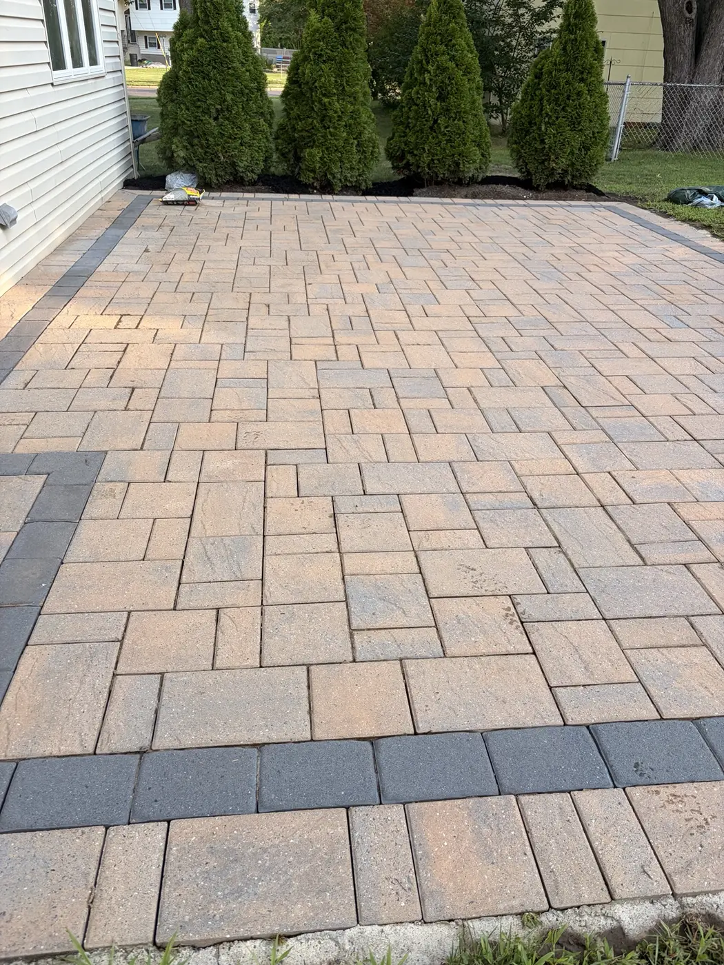 Clean paver patio after professional washing